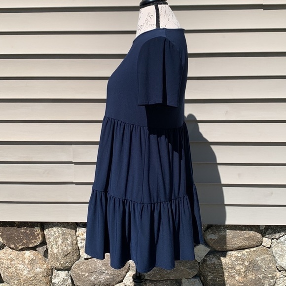 Nik AND NASH Short Sleeve Ruffled Babydoll Dress - Navy - Picture 5 of 15